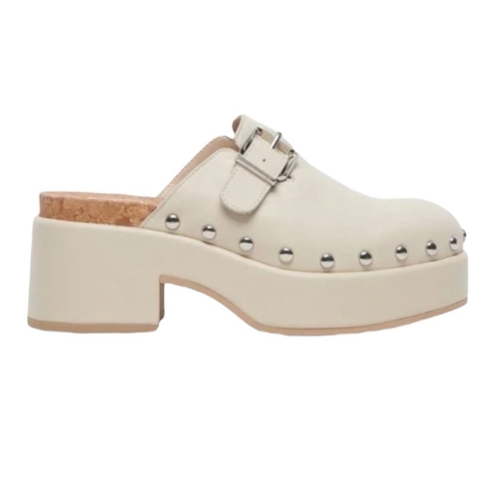 Dolce Vita Yevan Platform Studded Leather Clogs Mule Ivory Cream Latte NWOB - Picture 3 of 16